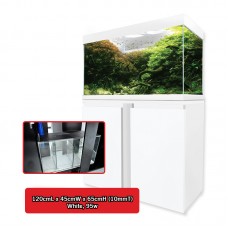 CRYSTAL CLEAR-RECTANGLE TANK w/CABINET 120cmLx45cmWx65cmH (10mmT)-WHITE, 95w LED FOR FRESHWATER