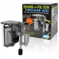 HANG ON FILTER INCLEAR 600 8W, 600LPH 14cmLx12cmWx23cmH For aquarium up to 100L 24pcs/outer