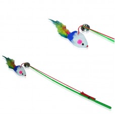 CAT TEASER - SMALL CAT DANGLER "MICE WITH BELL" - 75cmL Loose packing