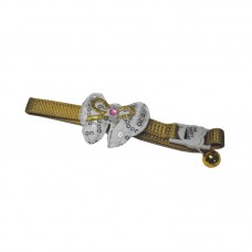 SAFETY COLLAR w/BELL 10mm X 9"-14" -GOLD BOW Loose packing