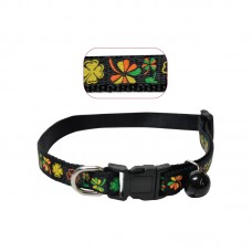 CAT COLLAR WITH BELL 10mm X 9''-14'' - FLOWER BLACK Loose packing