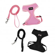 DOGLEMI MESH CAT HARNESS & LEASH SET -BLACK, PINK 1pc/pkt  