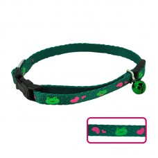 ADJUSTABLE CAT COLLAR w/BELL - 8mm X 6"-9" - GREEN 5pcs/pkt  