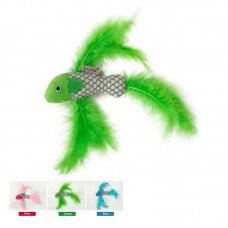 DOGLEMI CATNIP TOYS FOR CAT KITTY FISH SHAPE INTERACTIVE FRENCY SIZE :22cmx22cm -PINK,GREEN 1pc/pkt