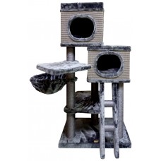 PEPETS CAT TREE - CAVERNE 70cmLx40cmWx121cmH POST DIA : 9cm - GREY 2outer/pc