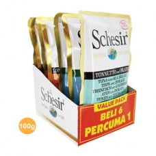 SCHESIR CAT FOOD POUCH 100g BUY 6 FOC 1 ASSORTED FLAVOUR 7pcs/set