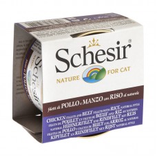 SCHESIR CHICKEN FILLETS&BEEF FILLETS w/RICE NATURAL STYLE 85g (C179) 14tins/tray, 4trays/outer 