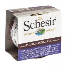 SCHESIR CHICKEN FILLETS&BEEF FILLETS w/RICE NATURAL STYLE 85g (C179) 14tins/tray, 4trays/outer  