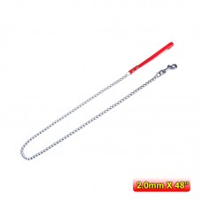 CHAIN LEAD,CHROME PLATED,WELDED TWIST LINK,w/RIVETED COWHIDE LEATHER HANDLE&SNAP 2.0mmX48" 