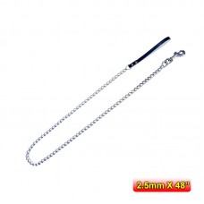 CHAIN LEAD,CHROME PLATED,WELDED TWIST LINK,w/RIVETED COWHIDE LEATHER HANDLE&SNAP 2.5mmx48"