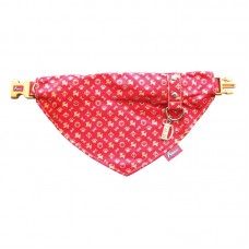 DOG TRIANGLE SCARF (GOLD DOG) 20mmx28cm-43cm RED- FOR MEDIUM DOG 240pcs/outer