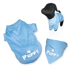 PET CLOTH - BLUE PUPPY Size:8" Length:21cm,Bust:23-25cm,Collar:17-19cm Loose packing