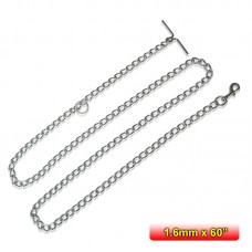 TIE OUT CHOKE CHAIN  + T HANDLE + CHROME PLATE 1.6mm x 60" 300pcs/outer