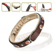 FERPLAST GIOTTO C20/34 BROWN LEATHER COLLAR w/Studs BW C 20/34 20mmx30-34cm Length 90pcs/outer