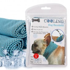 DOGLEMI INSTANT COOLING PET BANDANA COOLING TOWEL WRAP SIZE:M-BLUE 1pc/pkt 