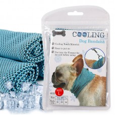 DOGLEMI INSTANT COOLING PET BANDANA COOLING TOWEL WRAP SIZE:L-BLUE 1pc/pkt