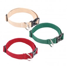 DOGLEMI PURE COTTON M 2.5cm 36-60cm WEBBING DOG CLASSIC COLLAR-RED, GREEN, BEIGE 1pc/pkt  