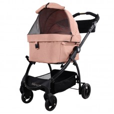 IBIYAYA NEW CLEO TRAVEL SYSTEM PET STROLLER-CORAL PINK cabin:54cmLx32cmWx51cmH  1pc/outer