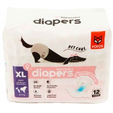 FOFOS DIAPER FEMALE DOG XL 12pcs (WAIST SIZE 43-65cm) (DCF18572) 12pcs/bag, 16bags/outer 