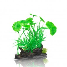 PLASTIC PLANT w/LOG 7"H 1pc/pkt 50pcs/outer